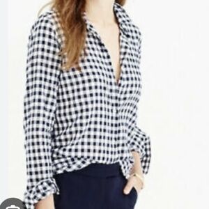 J.Crew Women's Classic-fit boy shirt in crinkle gingham